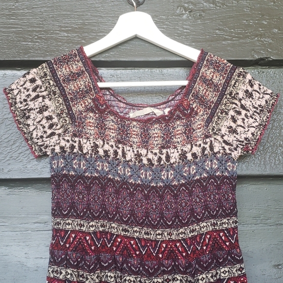 SOFT SURROUNDINGS Smocked Macelo Print Maxi Dress sz S Petite NEW Red/Blue - Picture 3 of 7